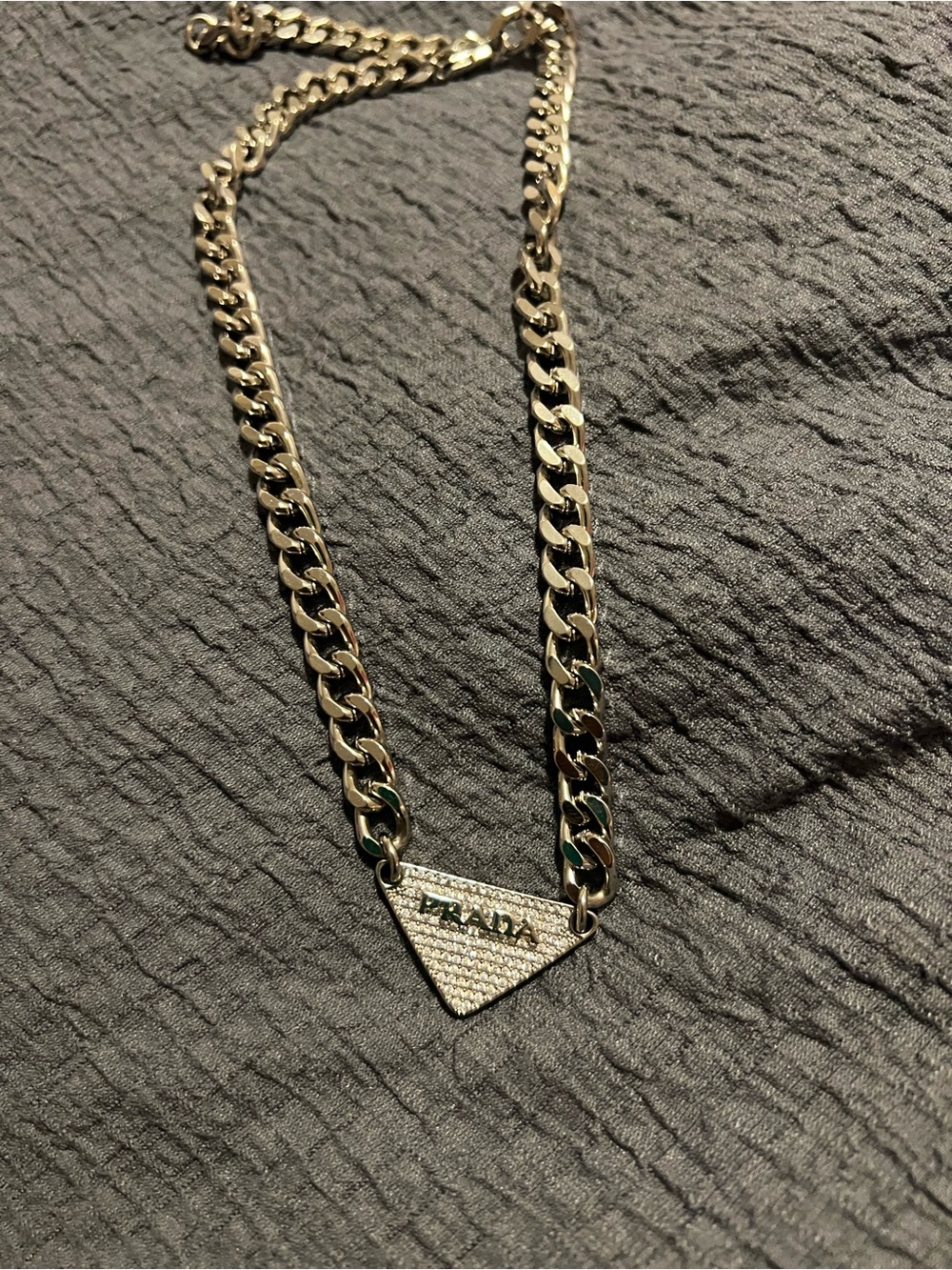 Repurposed Silver Triangle Logo Chain Necklace